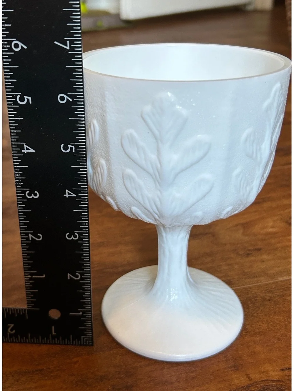 White Embossed Goblet with Leaf Pattern